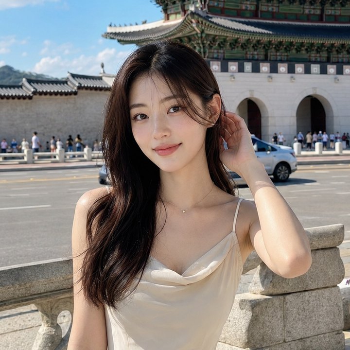 경복궁 앞에서 웃고 있는 수아